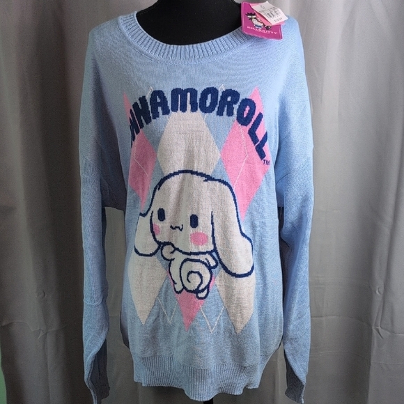 CinnamoRoll Blue and Pink Crew Neck Sweater with Design. NWT - Picture 2 of 6